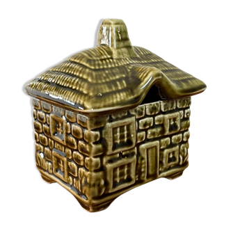 Devonway Pot in Cottage House Shape, Majolica Honey/Sugar Pot, British Tableware Made in England