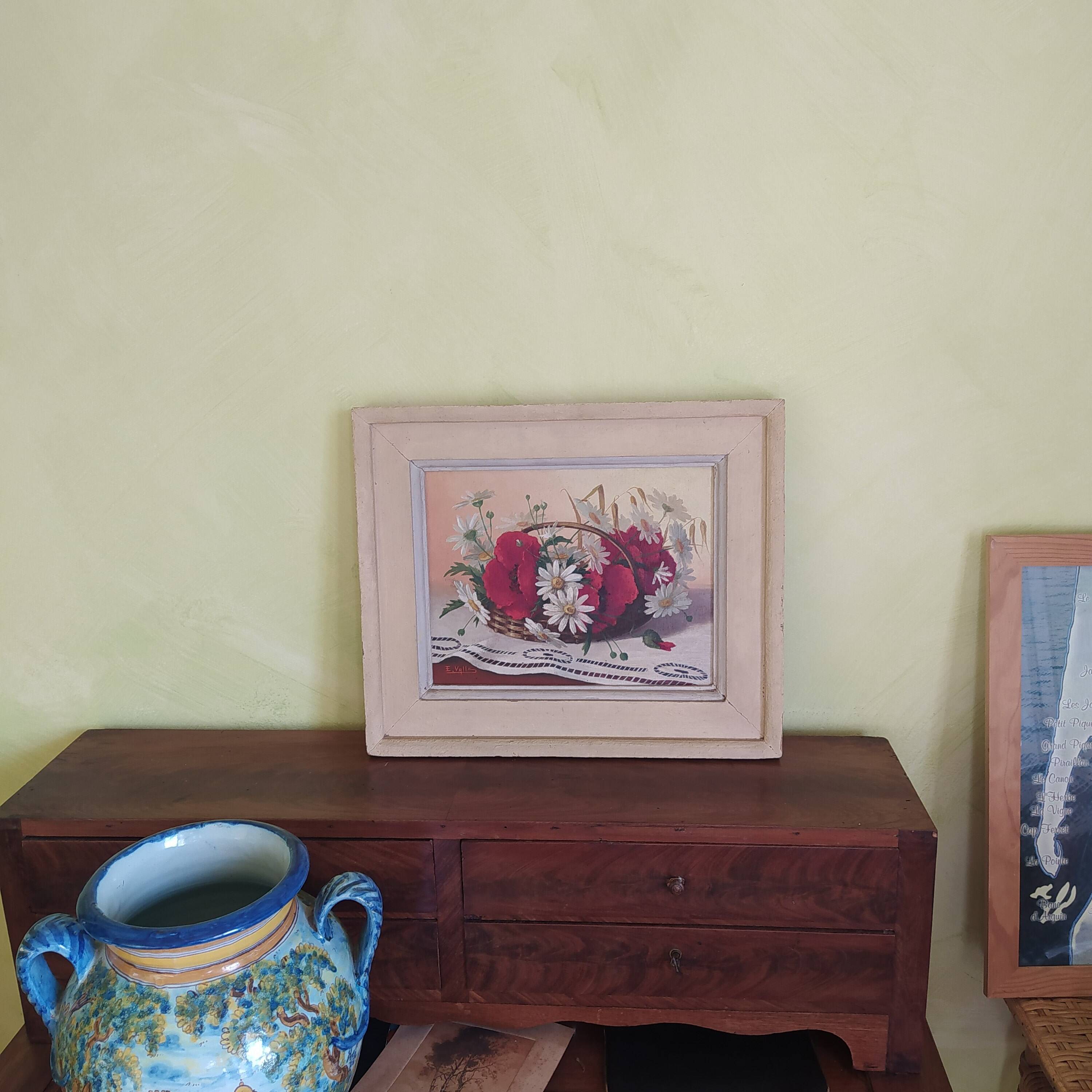 oil on panel bouquet of poppies and daisies Ernesto Valls