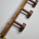 Vintage solid wood wall coat rack with three hooks 60 cm