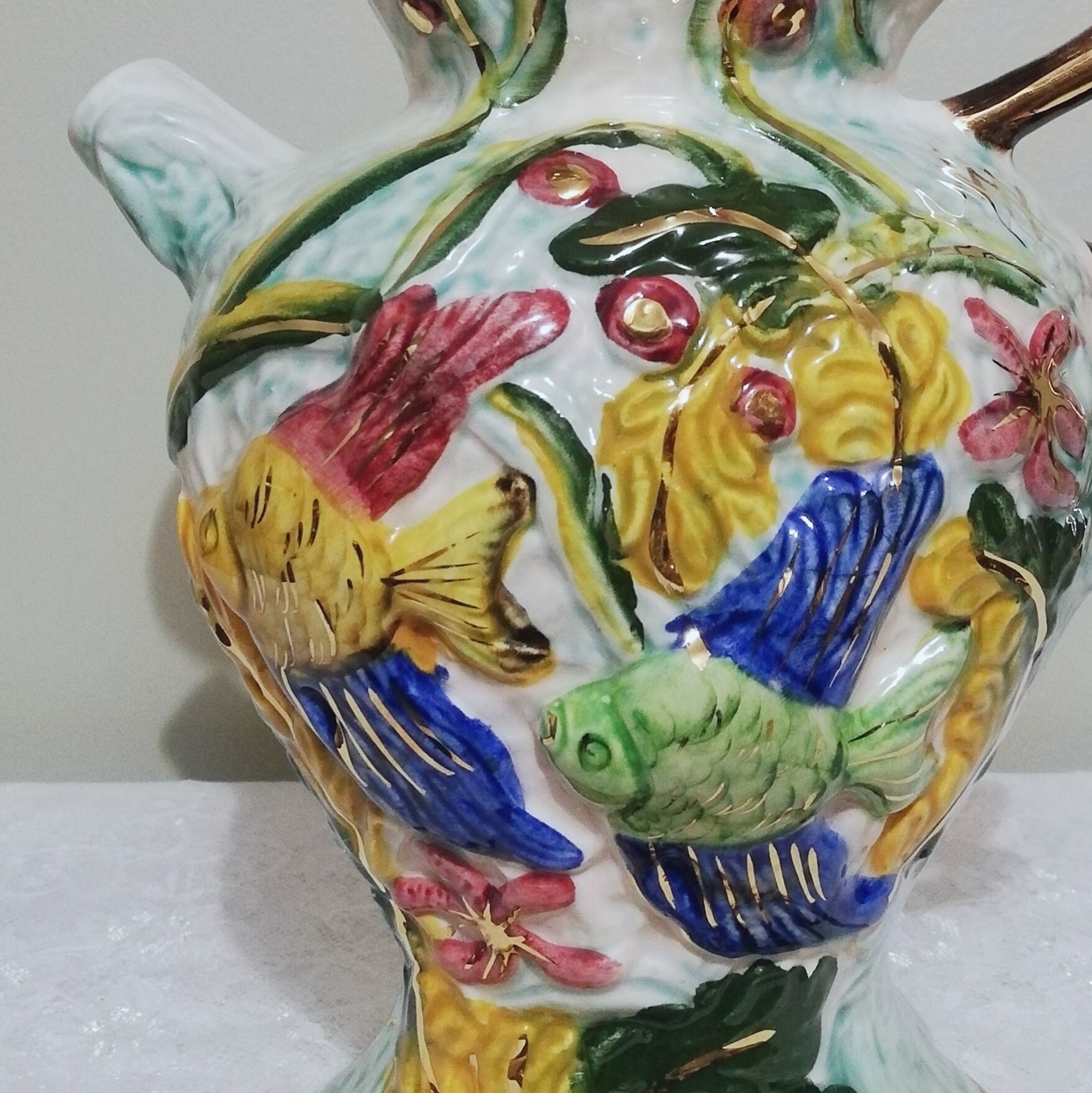 Ceramic pitcher vase signed Hubert Bequet