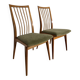 Pair of Scandinavian chairs with green velvet seat