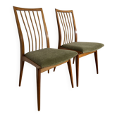 Pair of Scandinavian chairs with green velvet seat