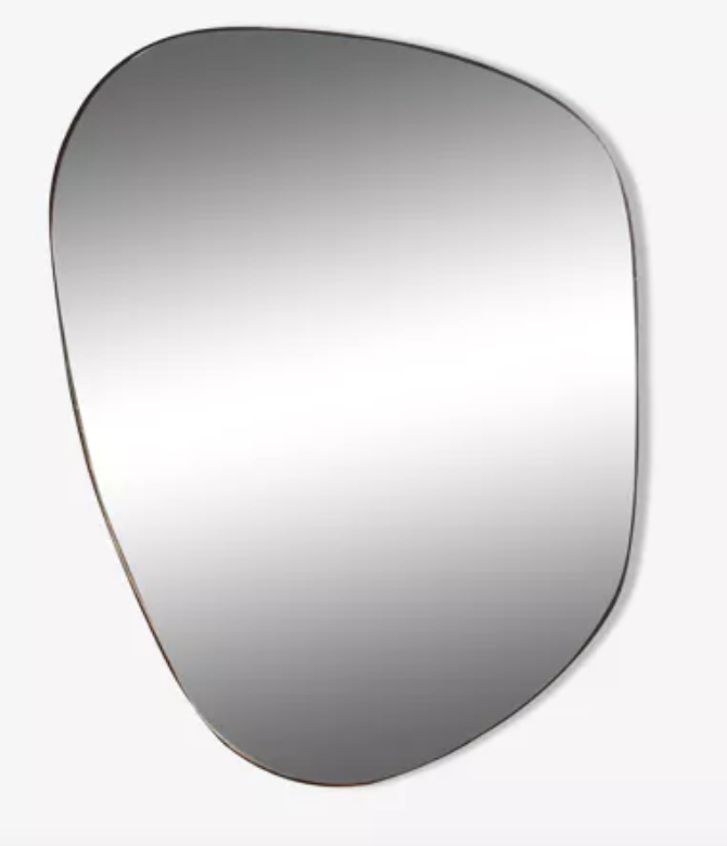 Organic irregular trapezoid mirror minimalist black brass 90x140cm