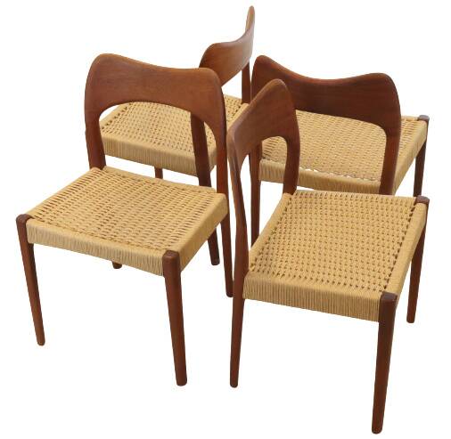 Lot de 4 chaises à manger 'Logster' - Arne Hovmand Olsen