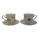 Two cups and saucers in fine porcelain, orchard model.