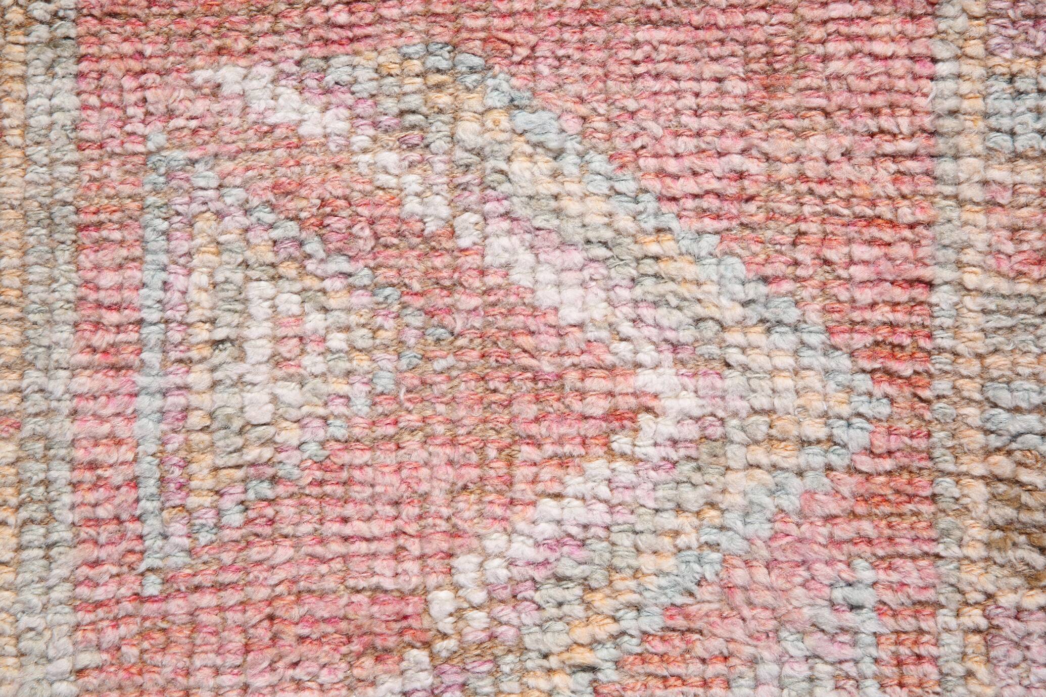Colorful Vintage Runner Rug, Soft Pink Handmade Hallway Carpet, 82x334 Cm