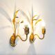 Pair of vintage gilt sheaf of wheat wall lights by Hans Kögl
