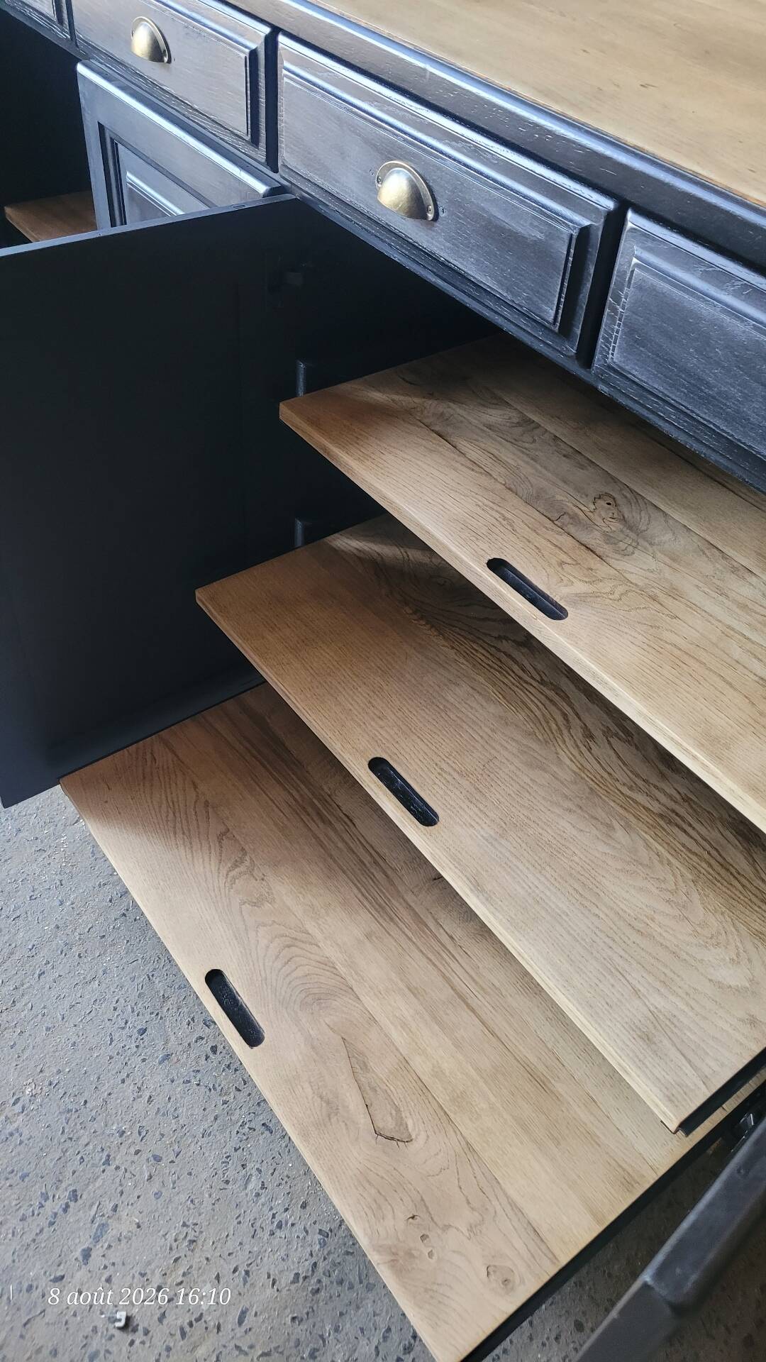Large wooden and black sideboard