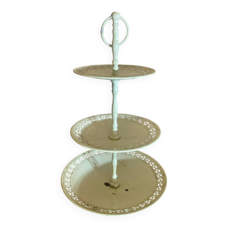 Vintage White Metal Cake Stand with 3 Tiers
