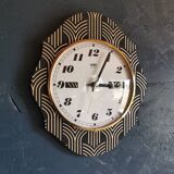 Vintage formica clock silent wall pendulum "Odo black gold"