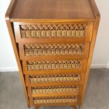 Vintage rattan chest of drawers