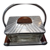 Candy box or cookie bucket in Art Deco crystal and wood