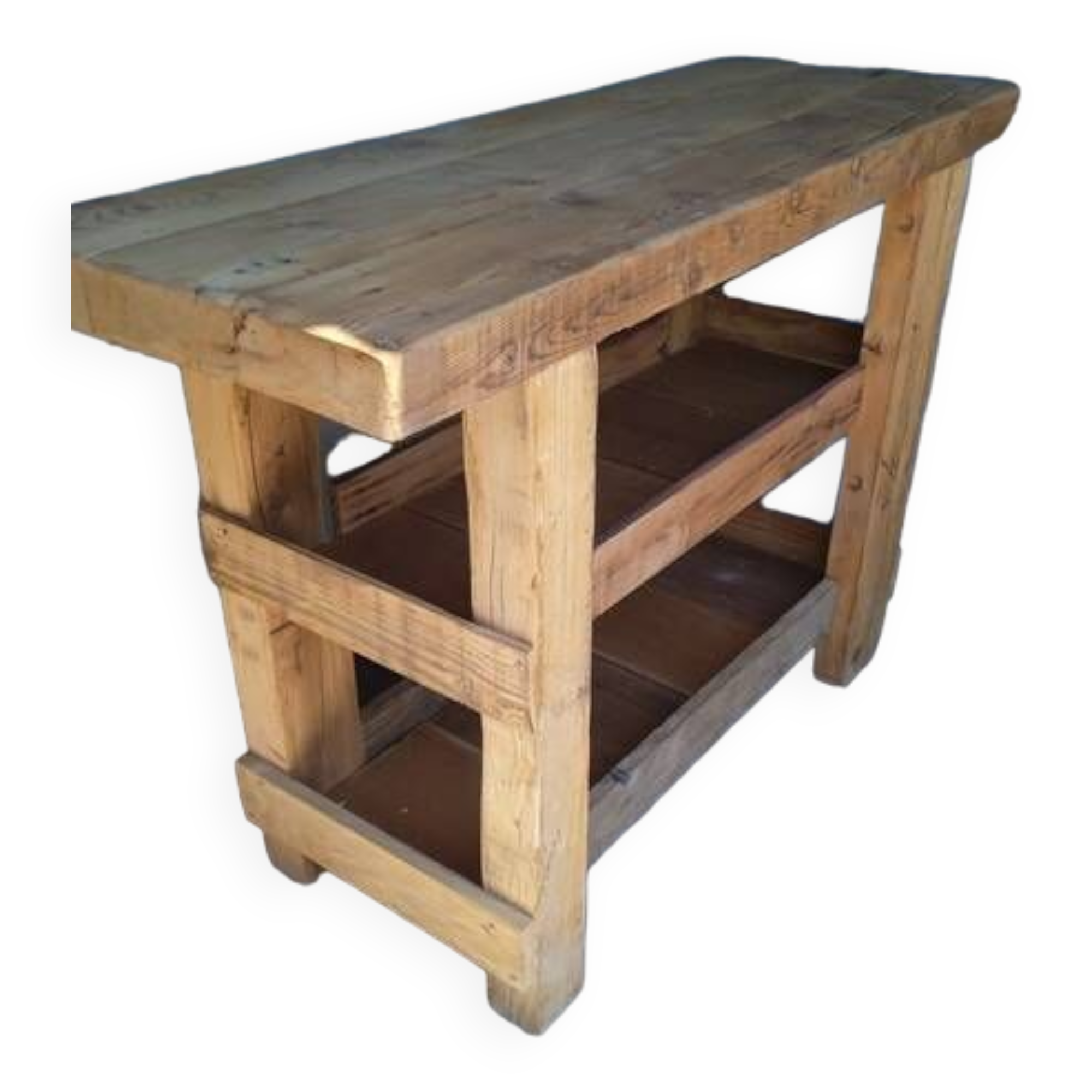 Old solid wood workbench furniture