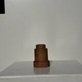 Circular teak monoxyle candlestick, pyramidal with a high central part H7 D5.