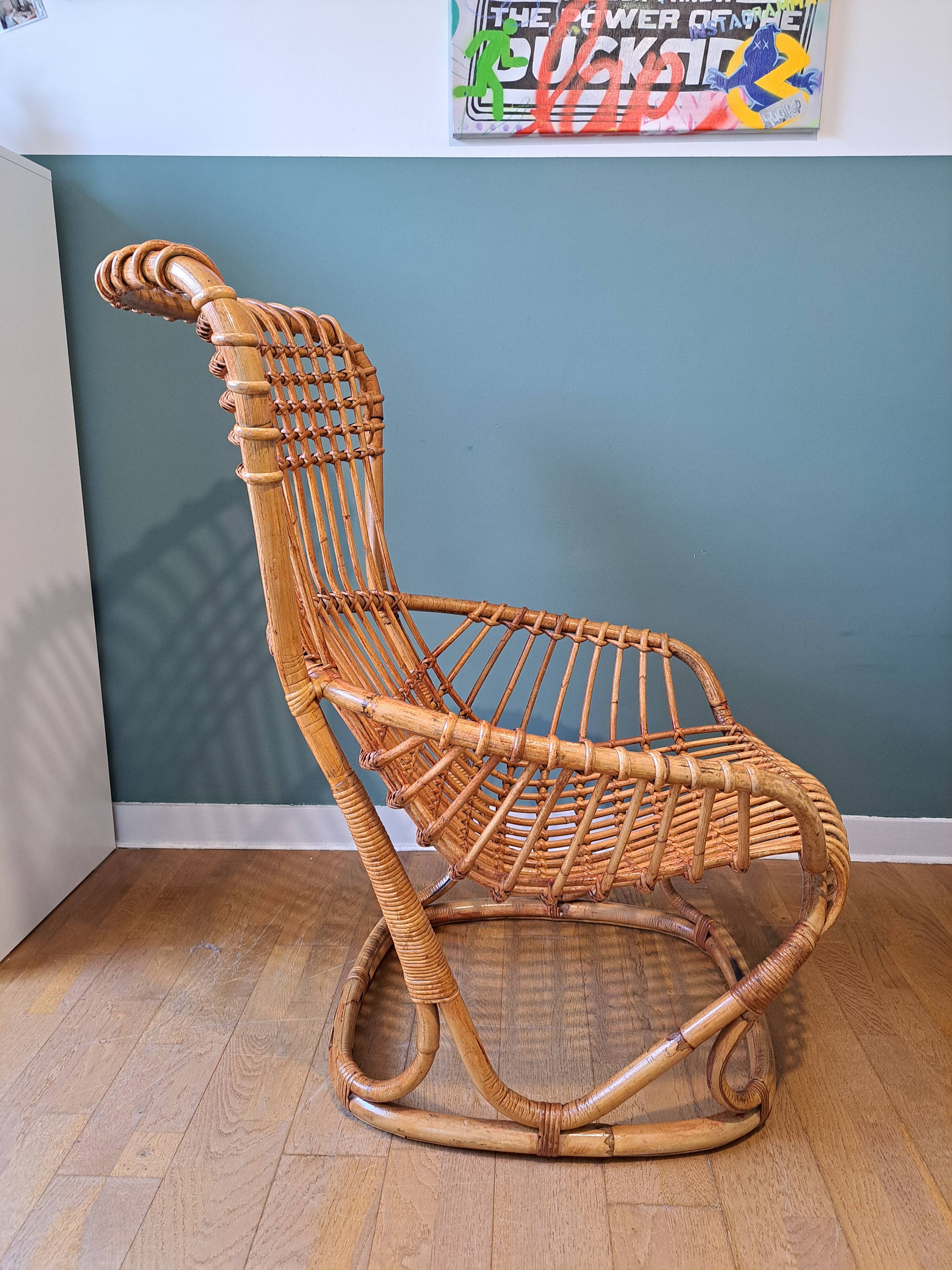 Fauteuil en rotin par Tito Agnoli