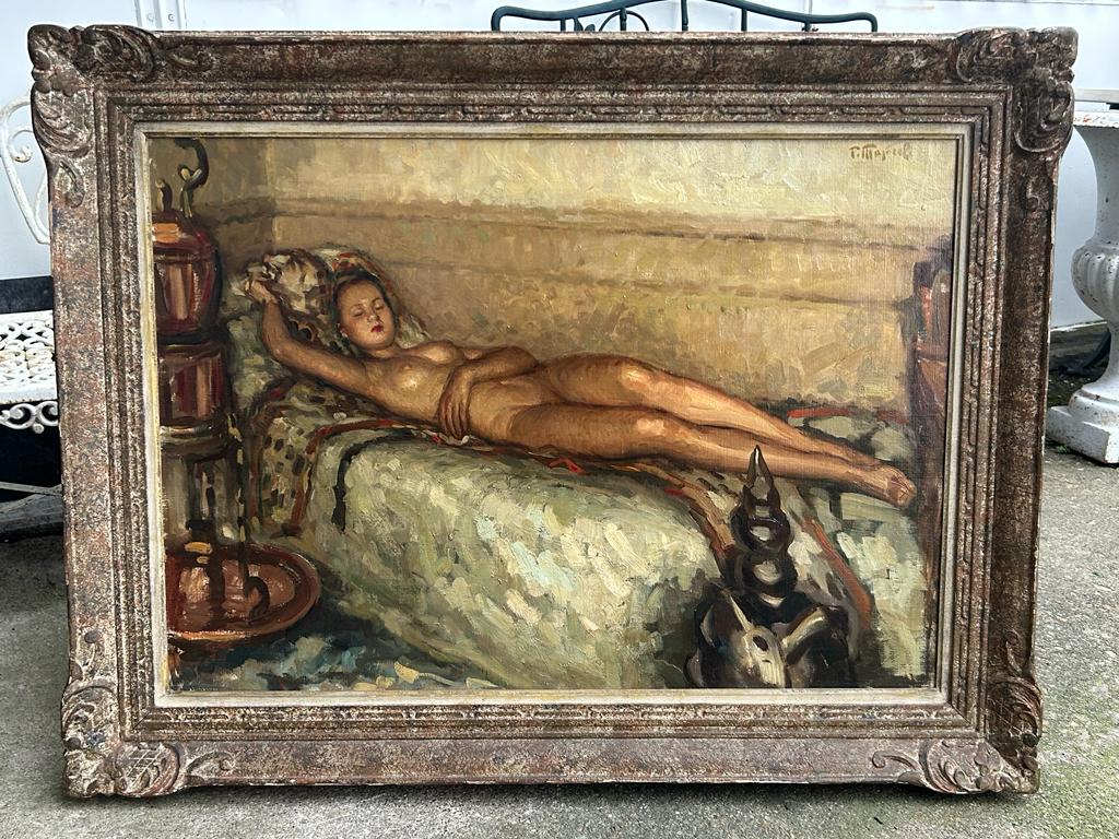 Fernand Majorel ( 1898-1965) Young asleep - oil on canvas orientalist