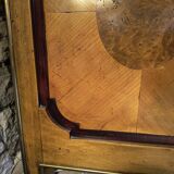 "Louis XIV" style commode with green Alpine marble and walnut burl.