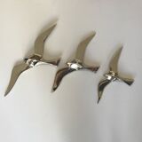 Trio birds brass silver