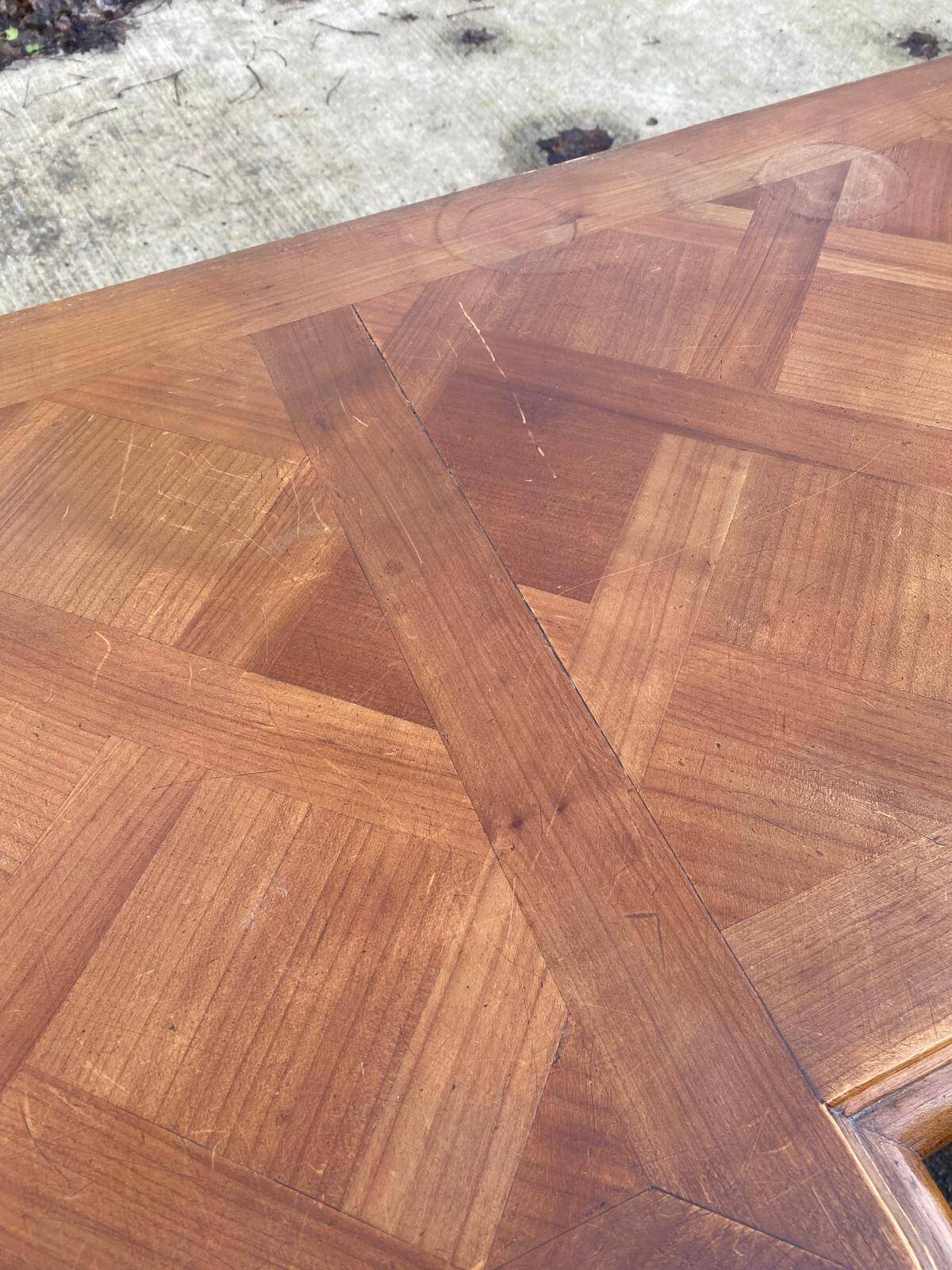 Light solid wood enfilade with Louis XV marquetry from the 20th century, 227cm.