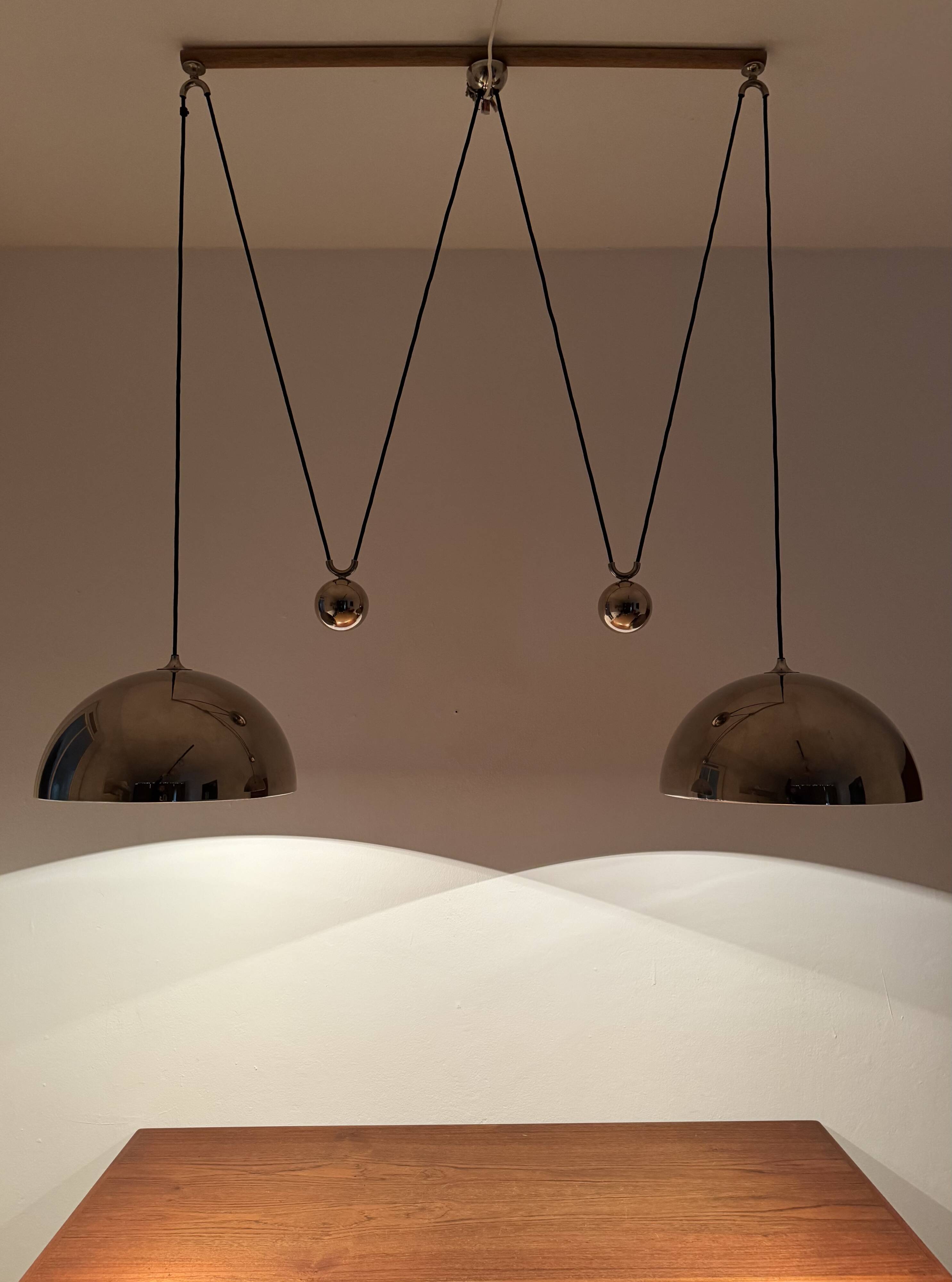 Adjustable Double Posa40 Nickel Plated Pendant Lamp by Florian Schulz