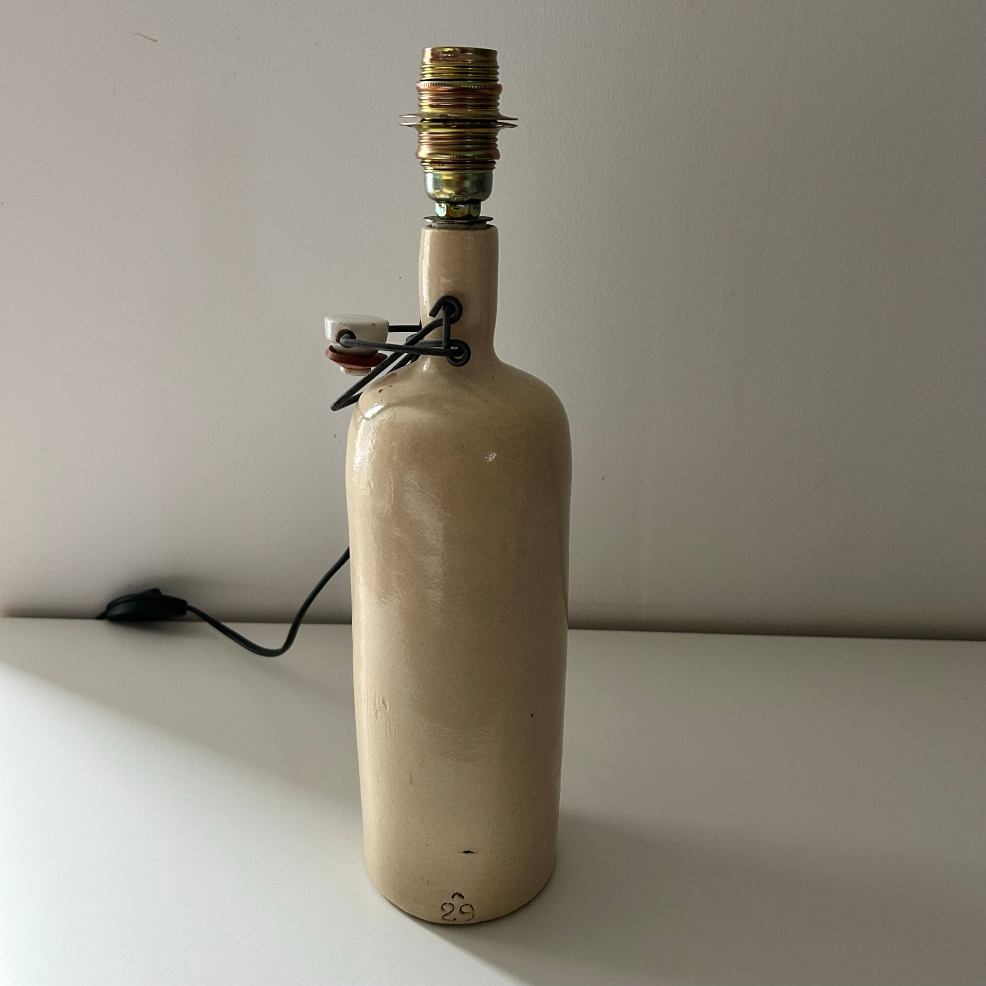 Bottle lamp base in stoneware