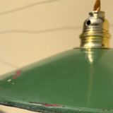 Suspension in green and white enamelled sheet metal gold threads and socket Indus Ferme