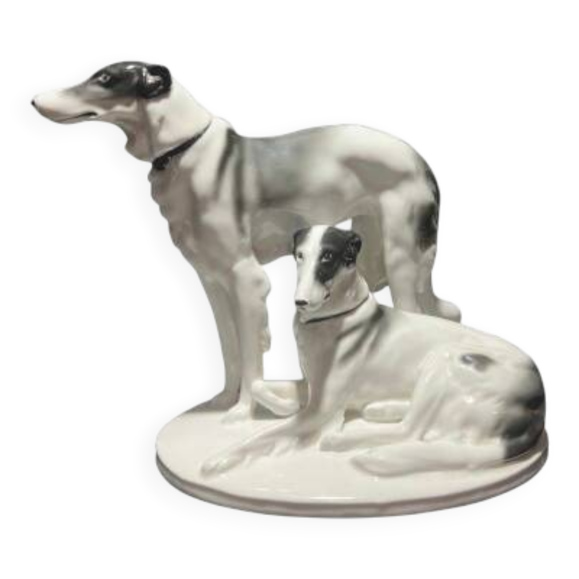 Sculpture representing two ceramic dogs
