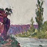 HSP painting "River landscape" luminous - knife technique