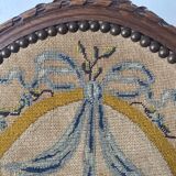 Wooden and embroidered fabric fireplace screen