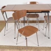 Formica extending table with 4 chairs, set, vintage from the 70s.