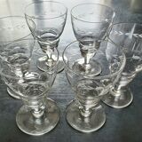 6 vintage wine glasses engraved pyramid shape