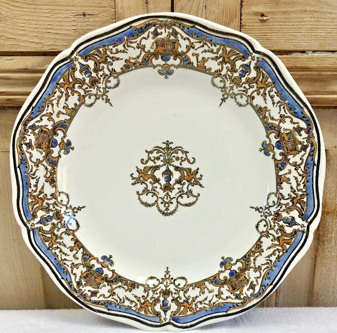 6 flat plates Gien Dionysos the children at the press 1938 1960