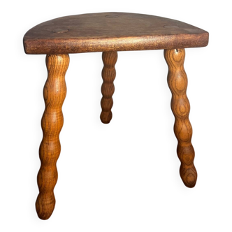 1950s turned wooden tripod stool