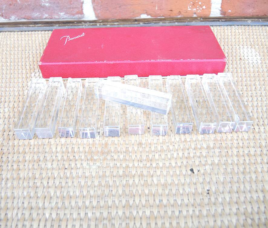 12 antique Baccarat crystal knife rests
