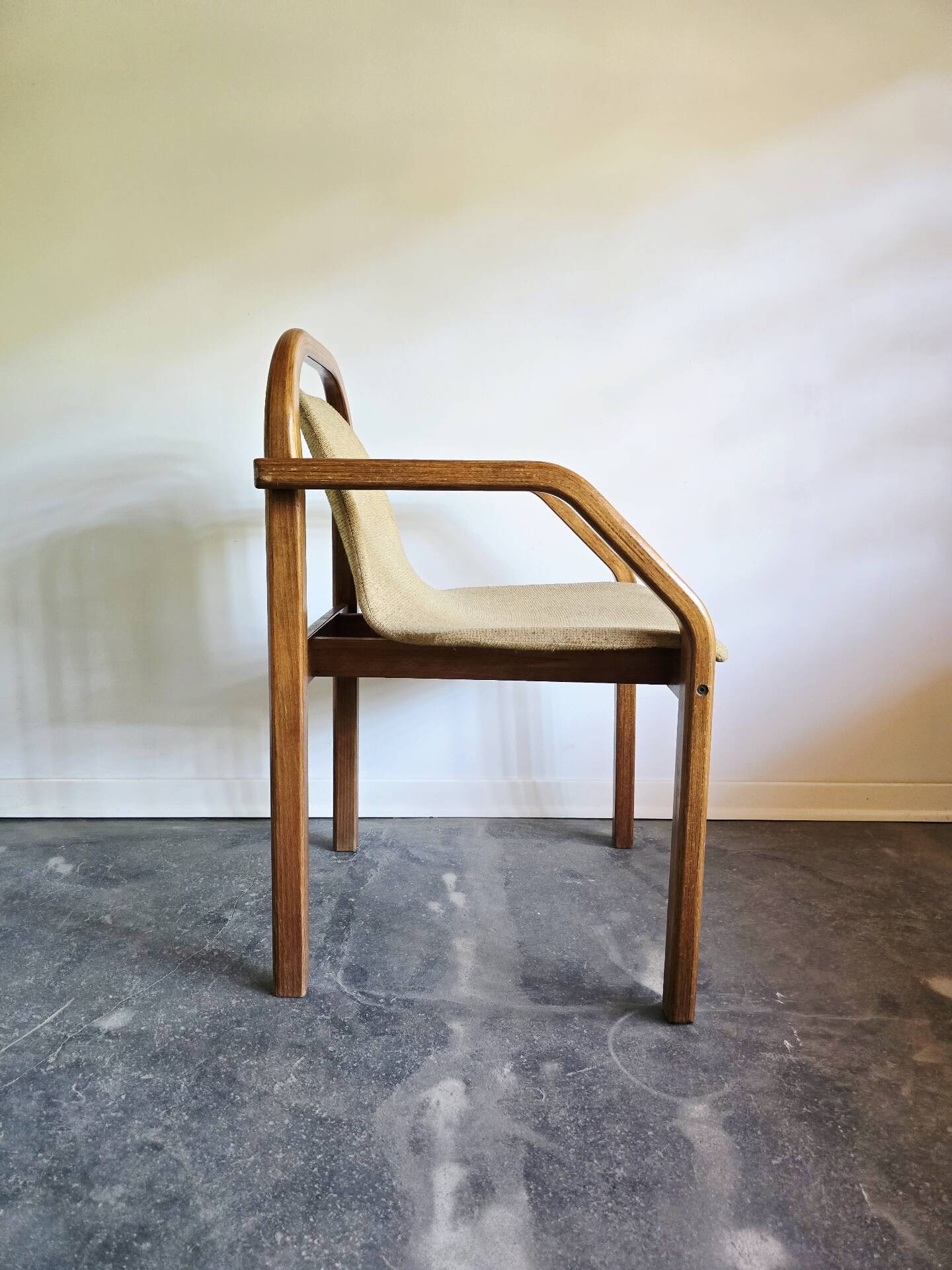 Bentwood armchair from the 1980s, upholstered, Scandinavian style, for dining room or office.