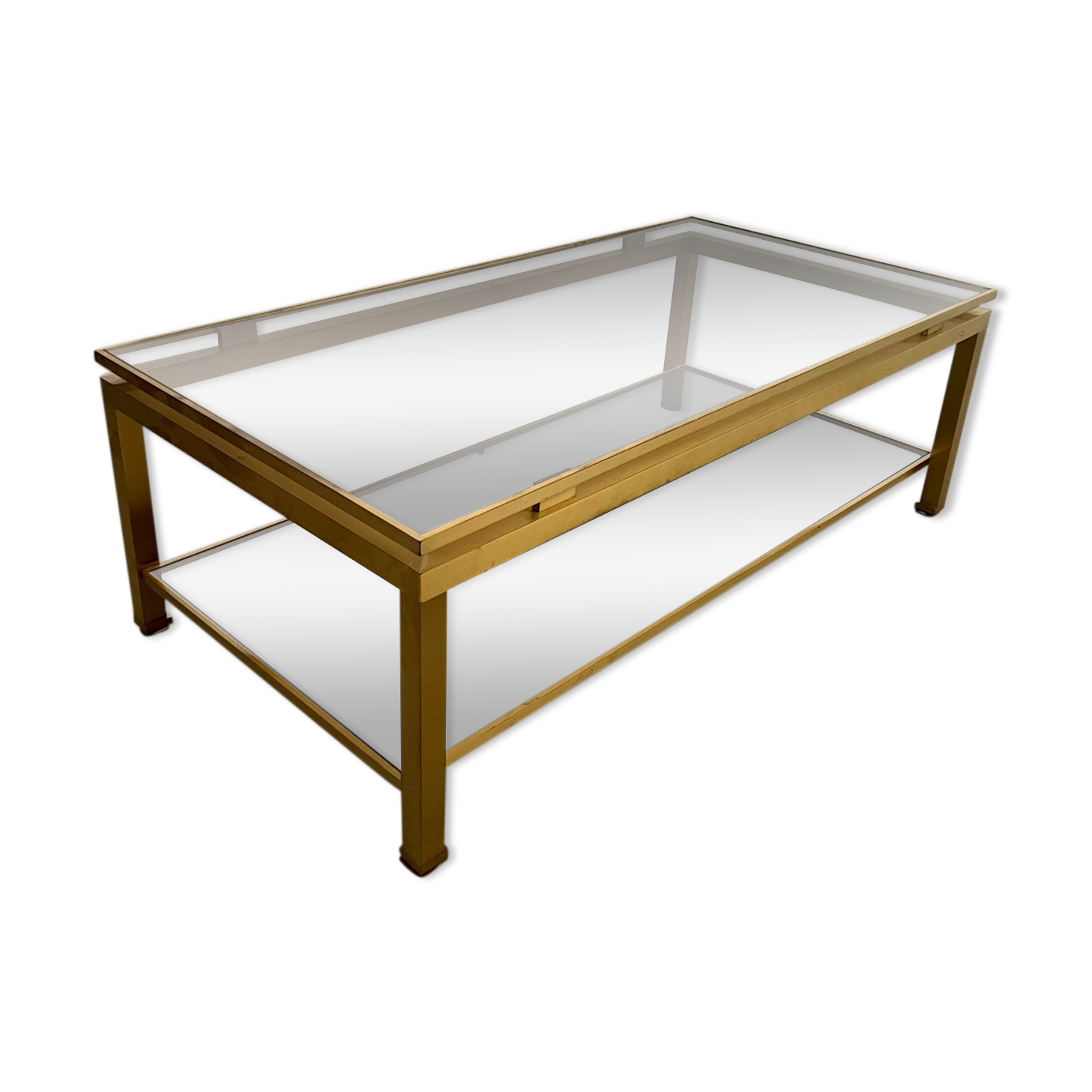 Table basse en laiton et verre fumé design Guy Lefèvre pour la maison Jansen Année 70/80 vintage
