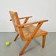 Chaises en bois brutalistes modernistes en paille, années 1940, ensemble de 3
