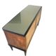 Commode en acajou plaqué avec plateau en verre vert, années 1950
