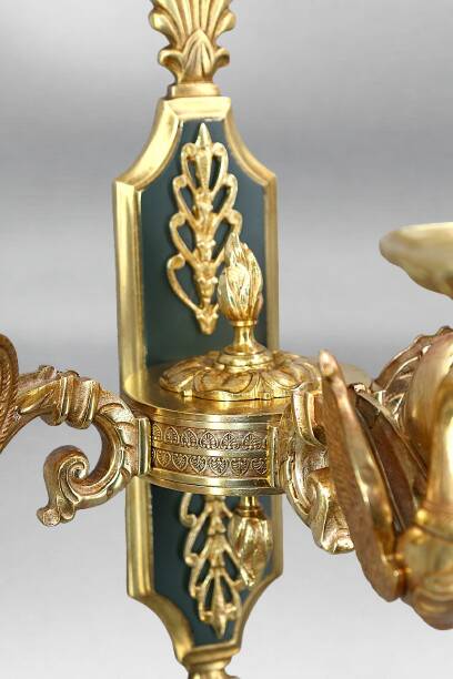 Pair of gold bronze wall lights in Empire style with three lights "Lucien Gau"