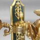 Pair of gold bronze wall lights in Empire style with three lights "Lucien Gau"