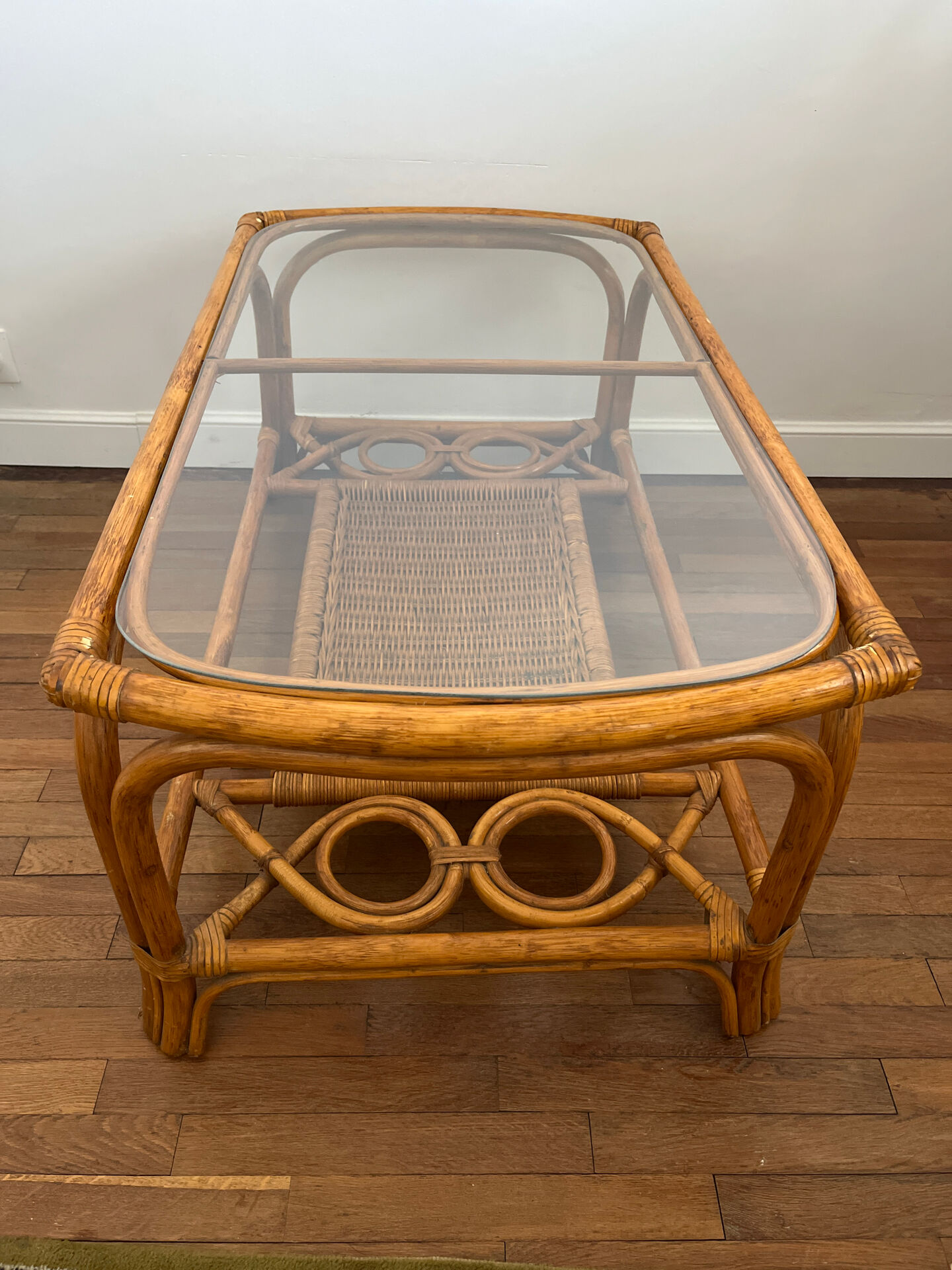 Vintage bamboo and rattan table