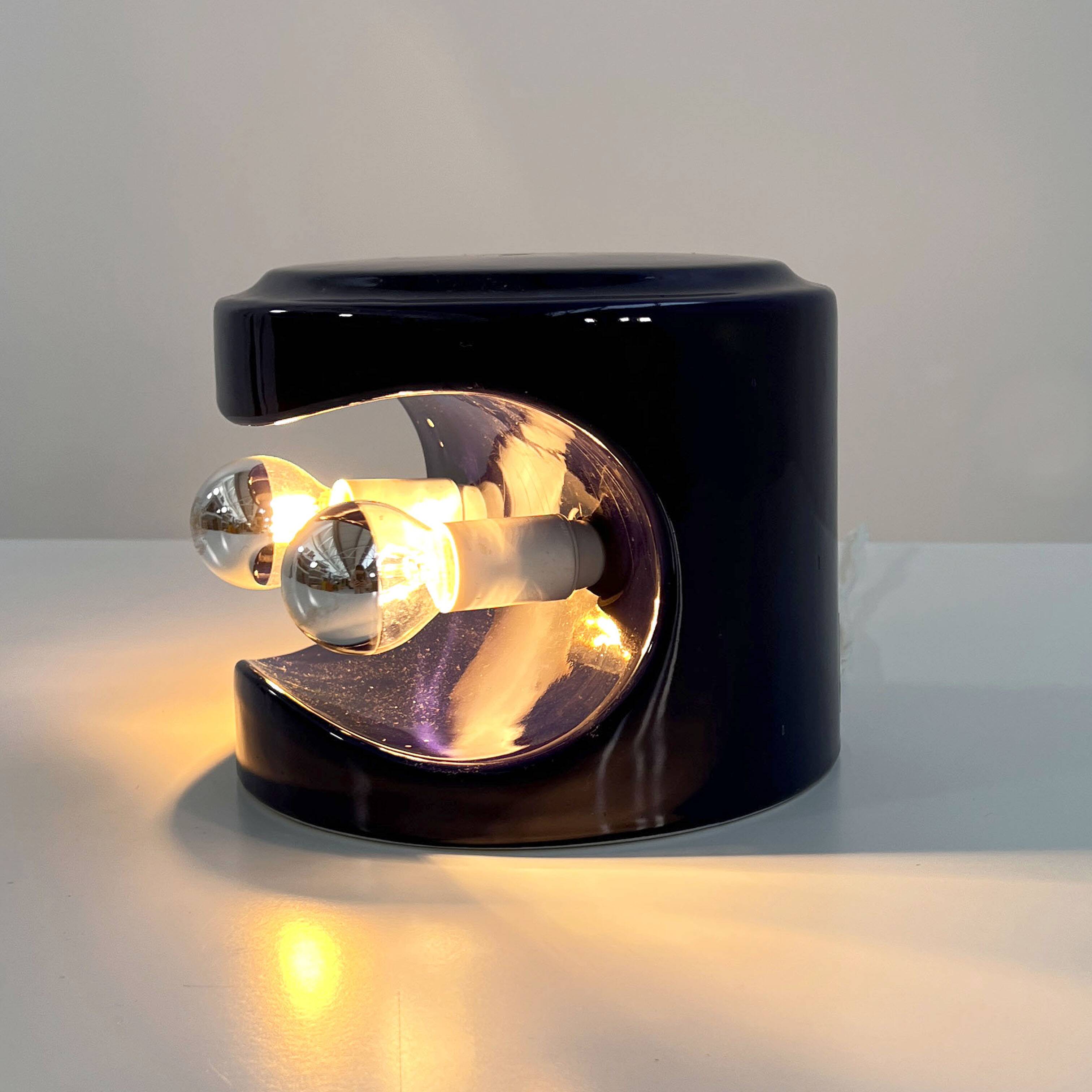 Blue night / mauve ceramic table lamp by Perdomello 70, 1970