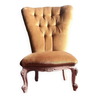 Fauteuil crapaud capitonné vintage