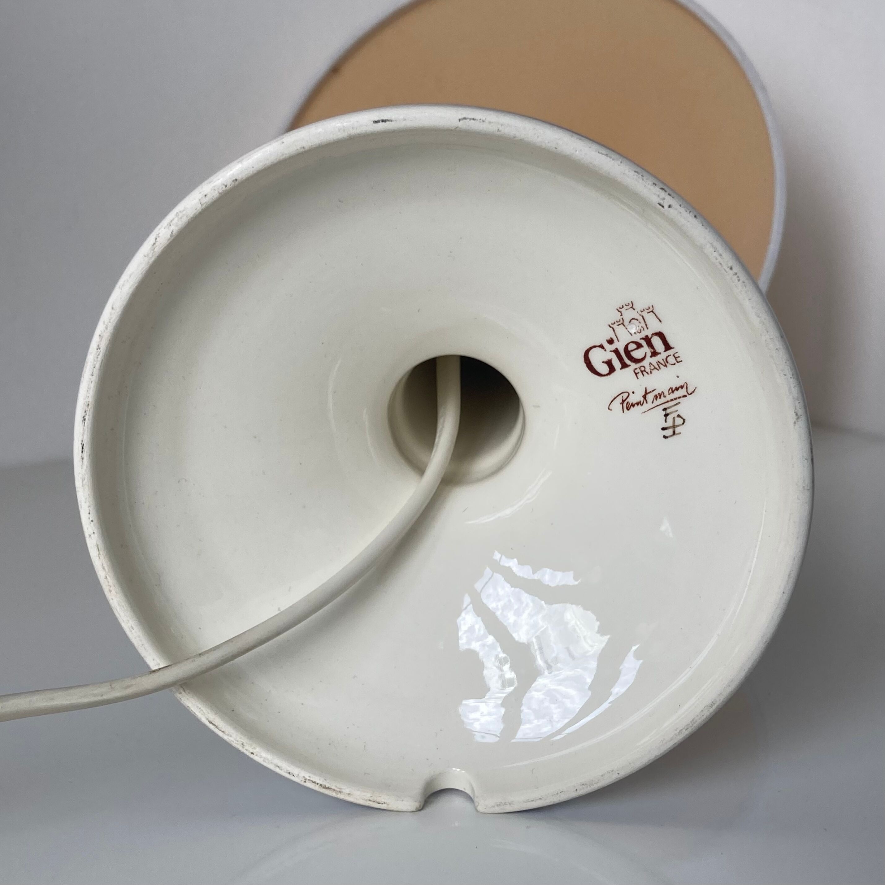 Pairs of lamps in fine Gien earthenware decorated by hand