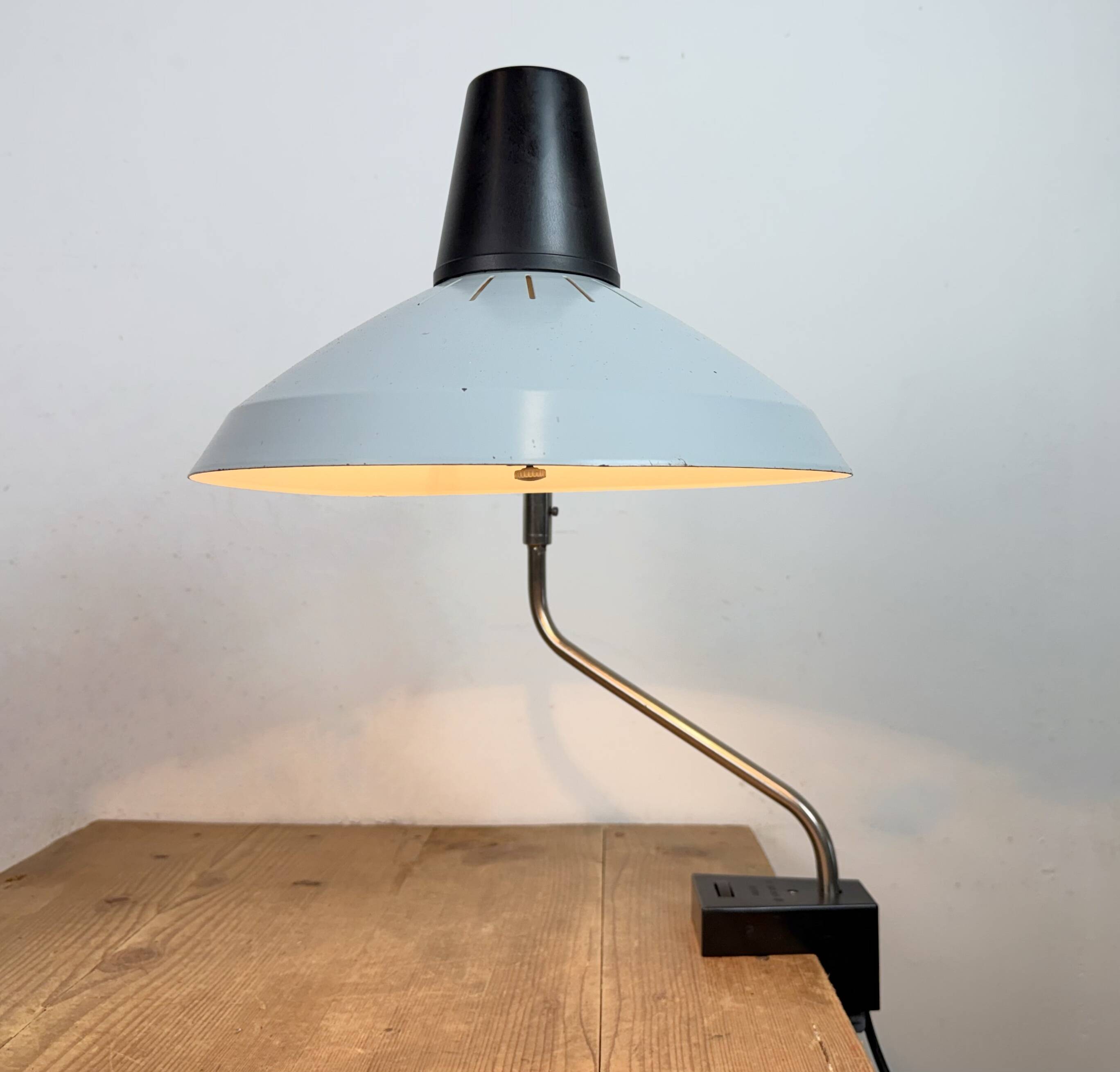 Grey Industrial Factory Office Desk Lamp from Elektrosvit, 1970s