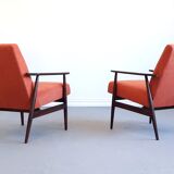 1960 Henryk Lis mid century armchair in rusty orange