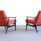 Fauteuil 1960 Henryk Lis Mid Century en orange rouille
