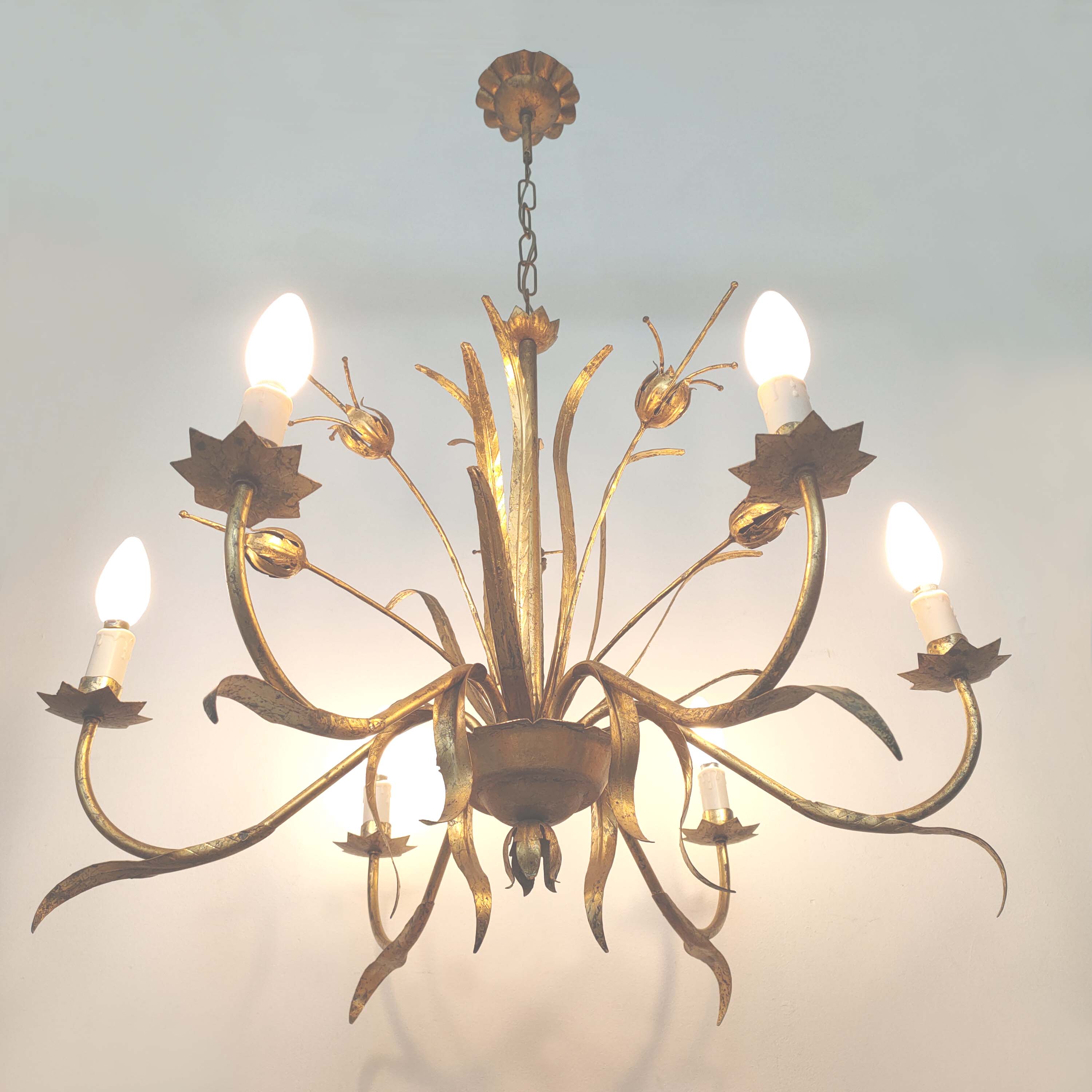 Golden metal leaf and flowers