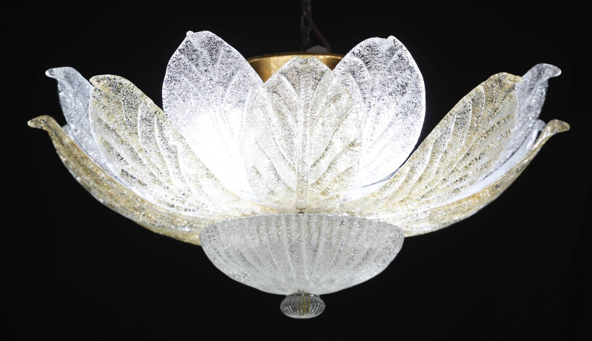 Charming Vintage Italian Murano Glass Amber and trasparent Ceiling Light