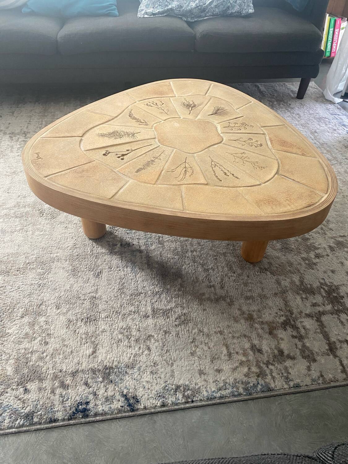 Vintage coffee table signed Barrois